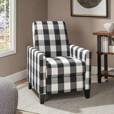 Gray and white buffalo check recliner hot sale